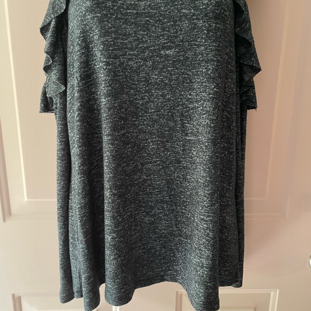 Jolt Dark Gray Cold Shoulder Ruffle Sweater - Soft Material- Size Small - Picture 3 of 10